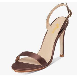 Zszszsu Saddle Brown Open Toe Buckled Slingback Sandal Sexy High Heel Party Shoe